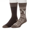 Men's ClimateSmart by Cuddl Duds 2-Pack Geometric Deer Fairisle Crew Socks -Cheap Mens Casual Outdoor Clothing Store 5734165 Java