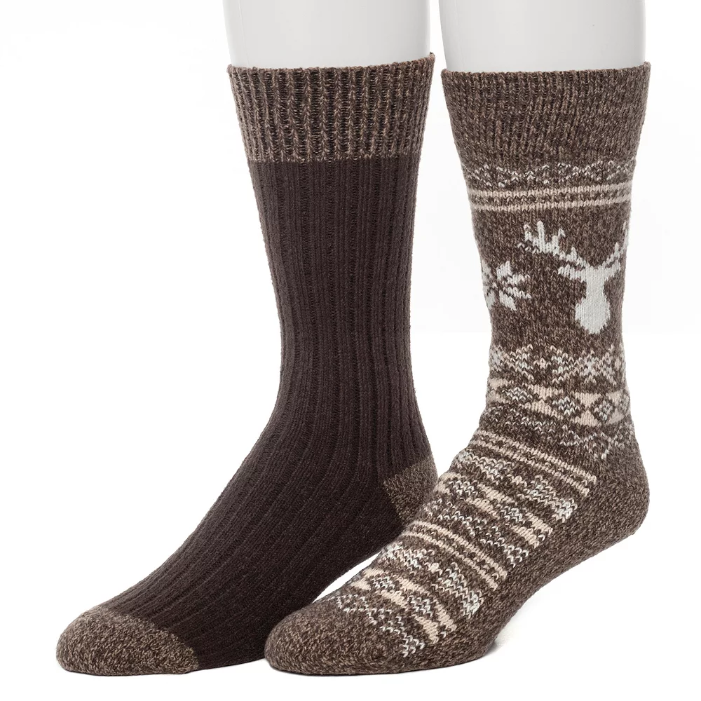 Men's ClimateSmart by Cuddl Duds 2-Pack Geometric Deer Fairisle Crew Socks 3 Men's ClimateSmart by Cuddl Duds 2-Pack Geometric Deer Fairisle Crew Socks