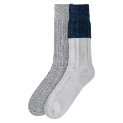 Men's ClimateSmart by Cuddl Duds 2-Pack Cable Colorblock Crew Socks -Cheap Mens Casual Outdoor Clothing Store 5734172 ALT
