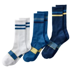 Men's Lands' End Performance 3-Pack Crew Sock -Cheap Mens Casual Outdoor Clothing Store 5743266 Blue Gray White