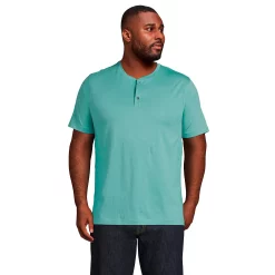 Big & Tall Lands' End Supima Cotton Henley Tee 15 Big & Tall Lands' End Supima Cotton Henley Tee -Cheap Mens Casual Outdoor Clothing Store 5743498 Teal Shadow