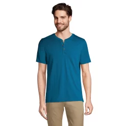 Men's Lands' End Supima Jersey Henley Top -Cheap Mens Casual Outdoor Clothing Store 5747114 Baltic Teal
