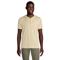 Men's Lands' End Supima Jersey Henley Top -Cheap Mens Casual Outdoor Clothing Store 5747114 Golden Candle Light