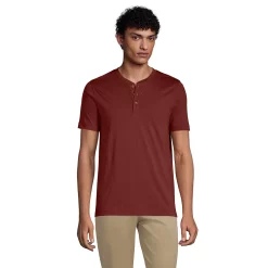 Men's Lands' End Supima Jersey Henley Top -Cheap Mens Casual Outdoor Clothing Store 5747114 Rust Red