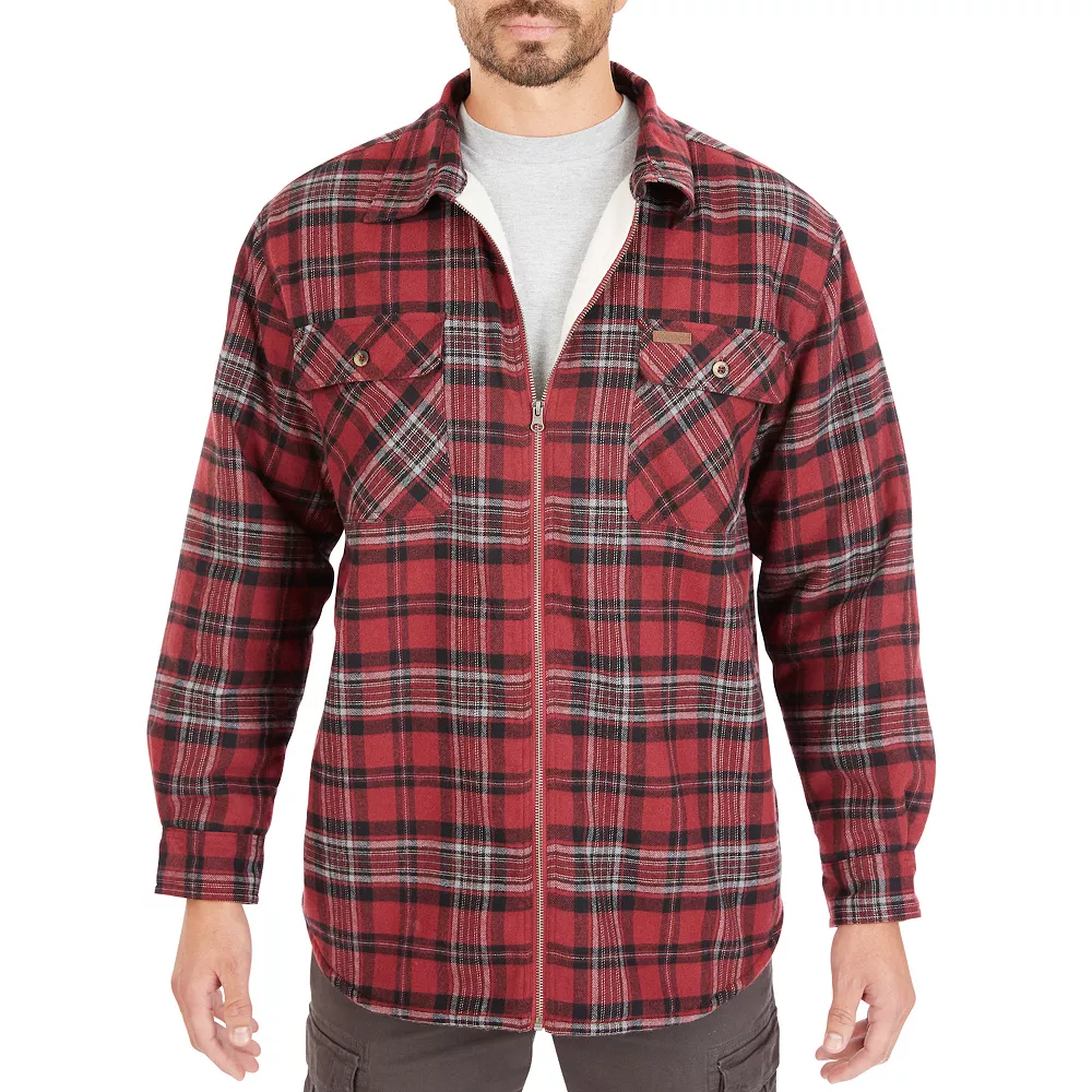 Men's Smith's Workwear Zip-Front Sherpa-Lined Flannel Shirt Jacket 5 Men's Smith's Workwear Zip-Front Sherpa-Lined Flannel Shirt Jacket - Image 3