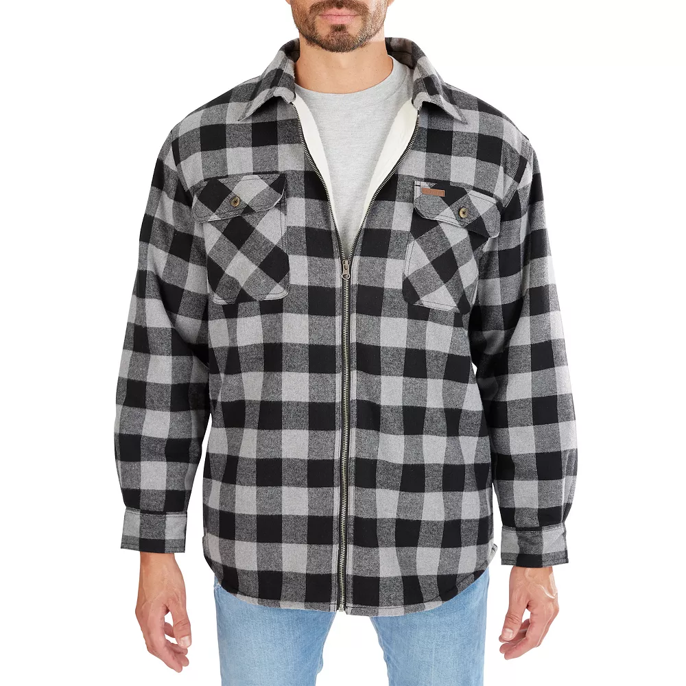 Men's Smith's Workwear Zip-Front Sherpa-Lined Flannel Shirt Jacket 3 Men's Smith's Workwear Zip-Front Sherpa-Lined Flannel Shirt Jacket