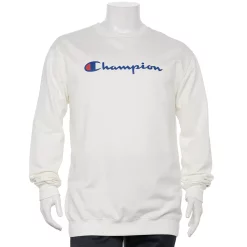 Big & Tall Champion® Script Fleece Crew Sweatshirt -Cheap Mens Casual Outdoor Clothing Store 5910892 Natural