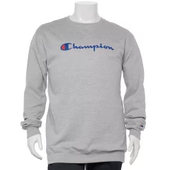 Big & Tall Champion® Script Fleece Crew Sweatshirt -Cheap Mens Casual Outdoor Clothing Store 5910892 Oxford Gray