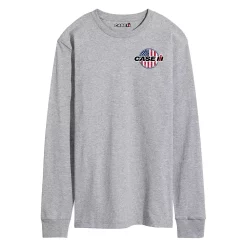 Men's Case IH Magnum With Flag Long Sleeve Tee -Cheap Mens Casual Outdoor Clothing Store 5913706 Gray