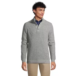 Men's Lands' End Button Mockneck Sweater