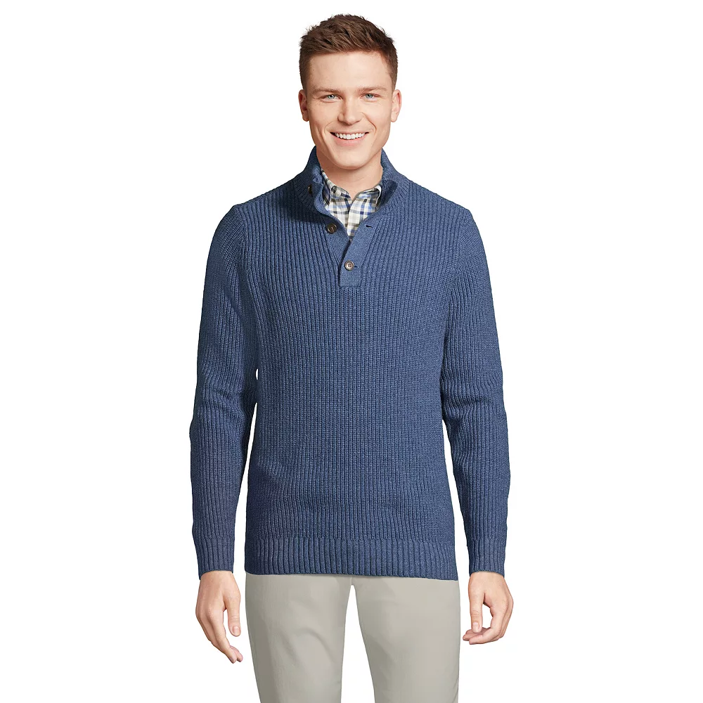 Men's Lands' End Button Mockneck Sweater 4 Men's Lands' End Button Mockneck Sweater - Image 2