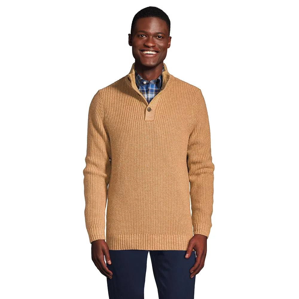 Men's Lands' End Button Mockneck Sweater 5 Men's Lands' End Button Mockneck Sweater - Image 3