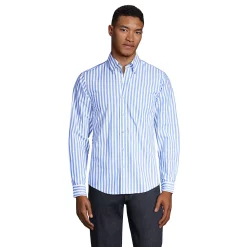 Men's Lands' End Traditional-Fit Essential Lightweight Poplin Shirt -Cheap Mens Casual Outdoor Clothing Store 5918286 Chicory Blue Stripe