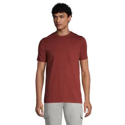 Big & Tall Lands' End Supima Pocket Tee -Cheap Mens Casual Outdoor Clothing Store 5918977 Rust Red
