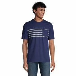 Men's Lands' End Striped Pocket Tee -Cheap Mens Casual Outdoor Clothing Store 5919025 Navy Founder Graphic