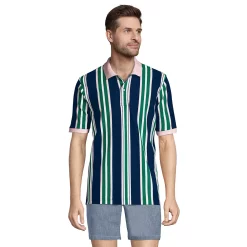 Men's Lands' End Comfort-First Mesh Polo Shirt -Cheap Mens Casual Outdoor Clothing Store 5919026 Navy Emerald Stripe