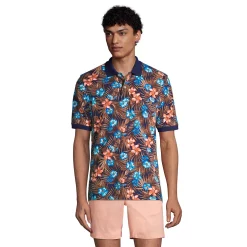 Big & Tall Lands' End Comfort-First Mesh Polo Shirt -Cheap Mens Casual Outdoor Clothing Store 5919359 Navy Tropic Palm