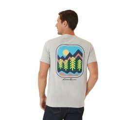 Men's Eddie Bauer Graphic Tee -Cheap Mens Casual Outdoor Clothing Store 5923755 Light Gray Mountain