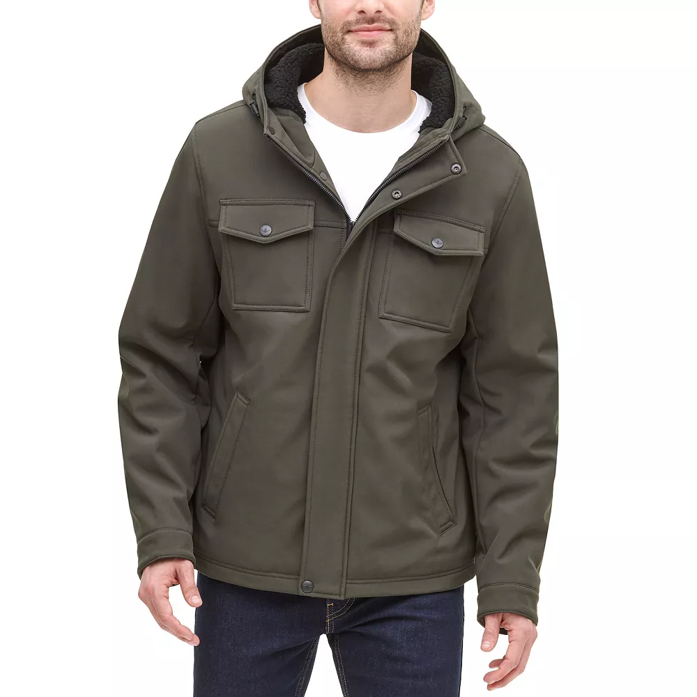 Men's Dockers Hooded Softshell Sherpa Lined Jacket 3 Men's Dockers Hooded Softshell Sherpa Lined Jacket