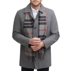 Men's Dockers Wool Blend Coat with Scarf -Cheap Mens Casual Outdoor Clothing Store 5926045 Light Gray