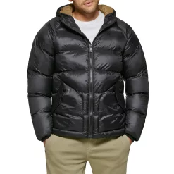 Men's Dockers Hooded Puffer Jacket -Cheap Mens Casual Outdoor Clothing Store 5926050 Black