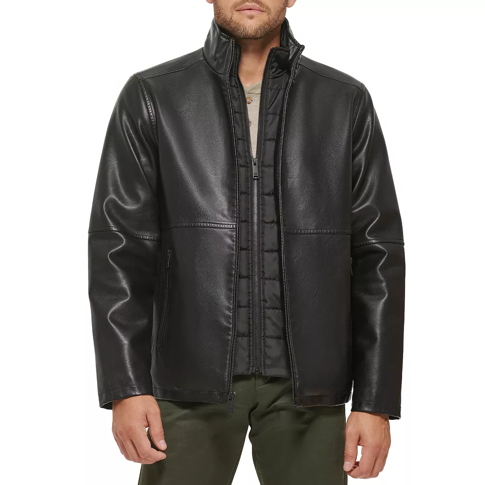 Men's Dockers Faux Leather Jacket with Quilted Bib 6 Men's Dockers Faux Leather Jacket with Quilted Bib - Image 4
