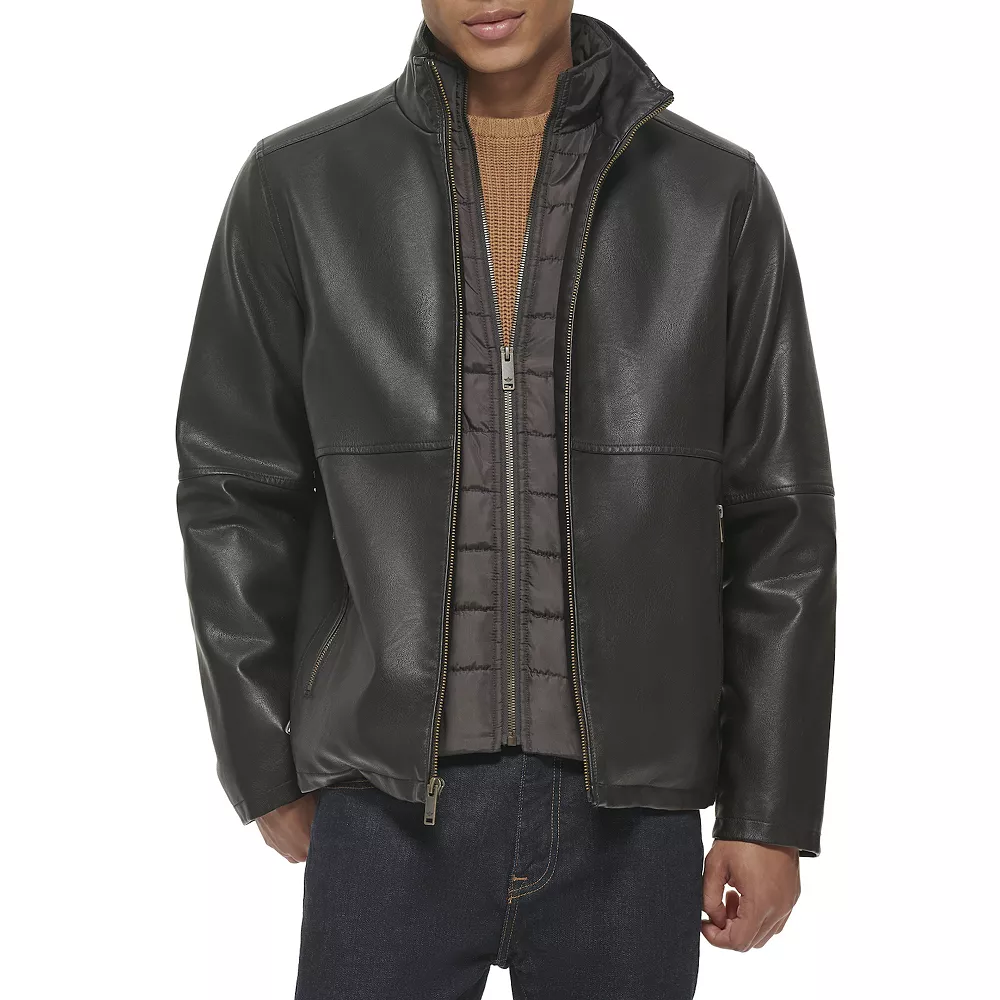 Men's Dockers Faux Leather Jacket with Quilted Bib 4 Men's Dockers Faux Leather Jacket with Quilted Bib - Image 2
