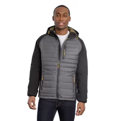 Men's London Fog Hybrid Hooded Packable Jacket -Cheap Mens Casual Outdoor Clothing Store 5935034 Black