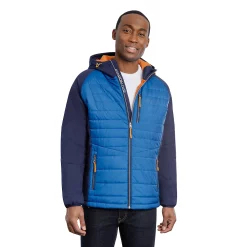 Men's London Fog Hybrid Hooded Packable Jacket -Cheap Mens Casual Outdoor Clothing Store 5935034 True Blue