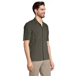 Big & Tall Lands' End Slub Button-Down Shirt -Cheap Mens Casual Outdoor Clothing Store 5946582 ALT2