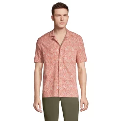 Big & Tall Lands' End Slub Button-Down Shirt -Cheap Mens Casual Outdoor Clothing Store 5946582 Apricot Damask