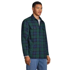 Big & Tall Lands' End Flannel Sherpa-Lined Shirt Jacket -Cheap Mens Casual Outdoor Clothing Store 5989682 ALT2